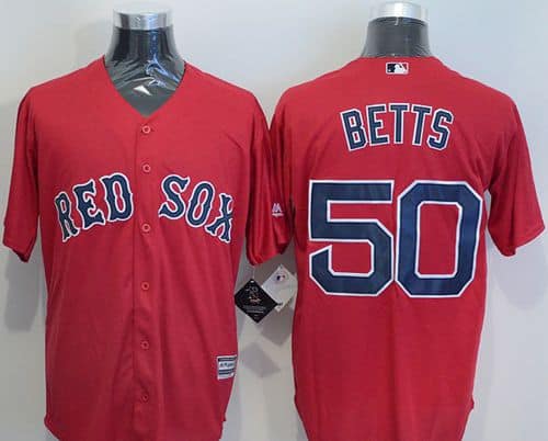 Red Sox #50 Mookie Betts Red New Cool Base Stitched Jersey