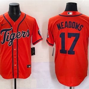 Detroit Tigers #17 Parker Meadows Orange With Patch Cool Base Stitched Jersey