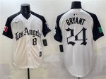 Los Angeles Dodgers Front #8 Back #24 Kobe Bryant White Black Mexico 2025 LA Gothic Style With Fernando Patch Vapor Premier Limited Stitched Jersey