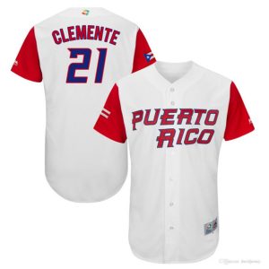 Puerto Rico Baseball #21 Roberto Clemente World Game Classic Baseball Jersey