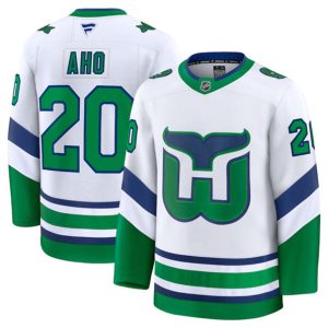 Carolina Hurricanes #20 Sebastian Aho White 2024-25 Throwback Stitched Jersey