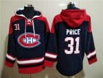 Montreal Canadiens #31 Carey Price Navy Red Lace-Up Pullover Hoodie