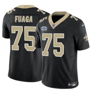 New Orleans Saints #75 Taliese Fuaga Black 2024 With Dradt Patch F.U.S.E. Vapor Limited Stitched Jersey