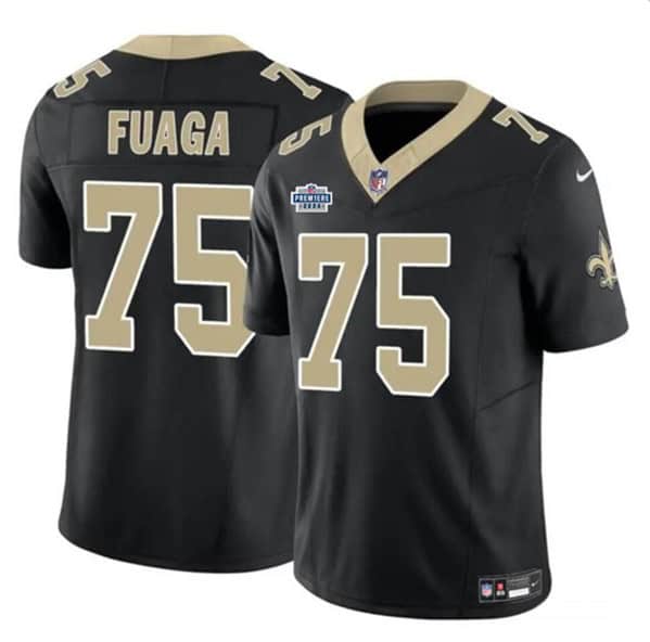 New Orleans Saints #75 Taliese Fuaga Black 2024 With Dradt Patch F.U.S.E. Vapor Limited Stitched Jersey