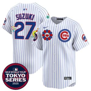 Chicago Cubs #27 Seiya Suzuki White 2025 Tokyo Series Limited Stitched Jersey