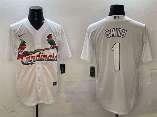 St. Louis Cardinals #1 Ozzie Smith White Cool Base Stitched Jersey
