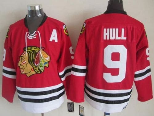 Blackhawks #9 Bobby Hull Red CCM Throwback Stitched Jersey