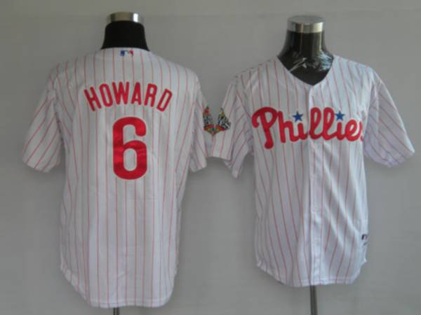 Phillies #6 Ryan Howard Stitched White Red Strip Jersey