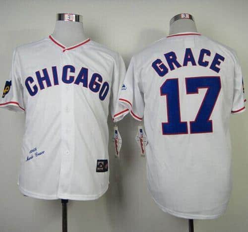 Mitchell And Ness 1968 Cubs #17 Mark Grace White Throwback Stitched Jersey