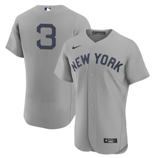 New York Yankees #3 Babe Ruth 2021 Gray Field Of Dreams Flex Base Stitched Baseball Jersey
