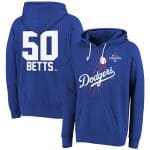 Los Angeles Dodgers #50 Mookie Betts Royal 2024 World Series Champions Name Number Tri-Blend Pullover Hoodie