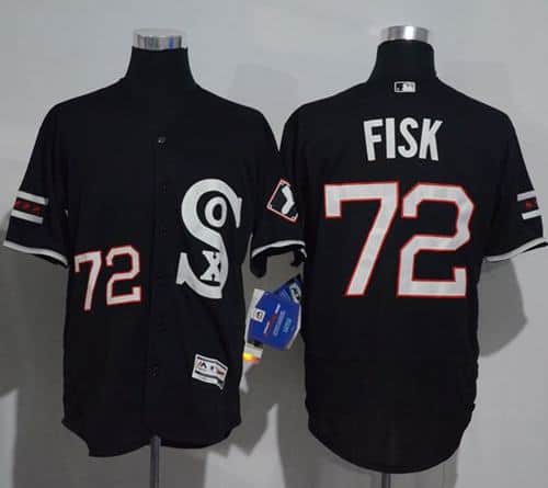White Sox #72 Carlton Fisk Black New Flexbase Authentic Collection Stitched Jersey