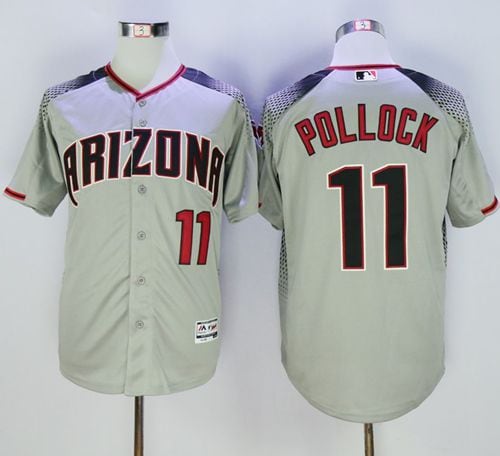 Diamondbacks #11 A. J. Pollock Gray Brick New Cool Base Stitched Jersey