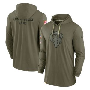Los Angeles Rams 2022 Olive Salute To Service Tonal Pullover Hoodie