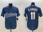 Los Angeles Dodgers #11 Roki Sasaki Navy With Patch Cool Base Stitched Jersey