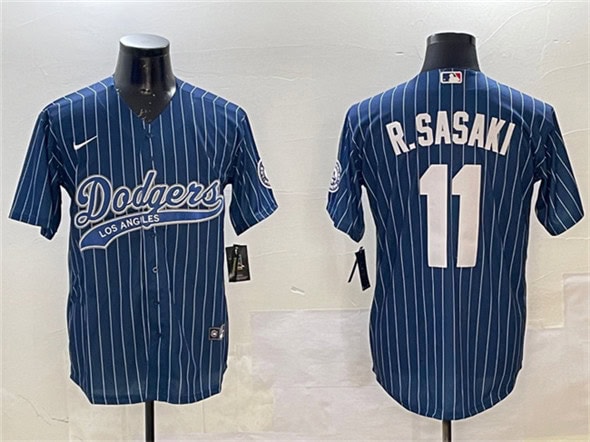 Los Angeles Dodgers #11 Roki Sasaki Navy With Patch Cool Base Stitched Jersey