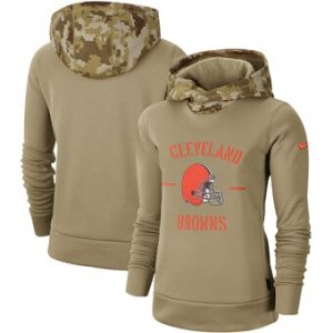 Cleveland Browns Khaki 2019 Salute To Service Therma Pullover Hoodie(Run Small)