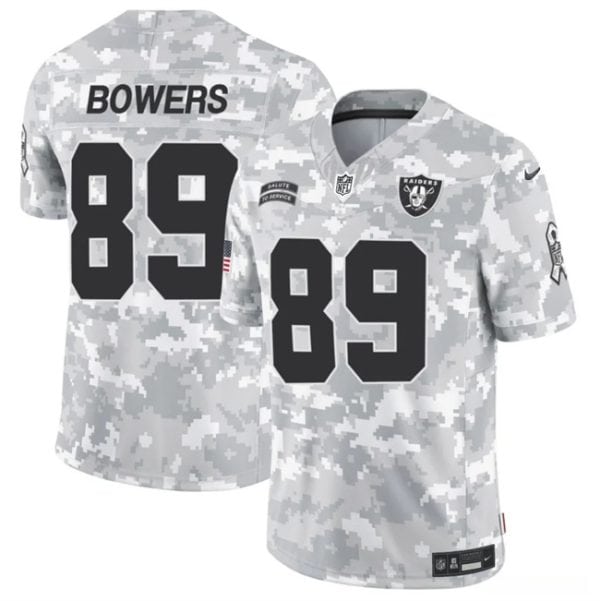 Las Vegas Raiders #89 Brock Bowers Arctic Camo 2024 F.U.S.E. Salute To Service Limited Stitched Jersey