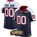 Houston Texans Custom Navy White 2023 F.U.S.E. AFC South Champions Patch Vapor Limited Stitched Jersey