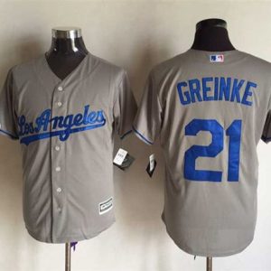 Dodgers #21 Zack Greinke Grey New Cool Base Stitched Jersey