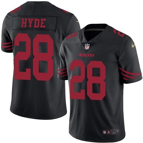49ers #28 Carlos Hyde Black Stitched Limited Rush Nike Jersey