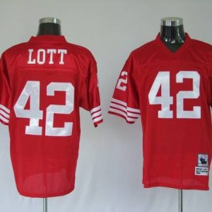 Mitchell And Ness 49ers Ronnie Lott Premier 42# Stitched Red Jersey