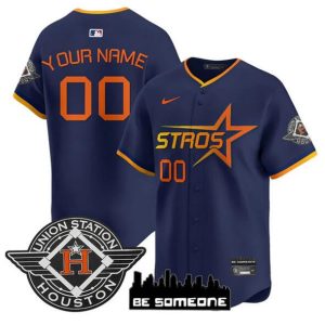 Houston Astros Custom Navy 2025 City Connect Limited Stitched Jersey