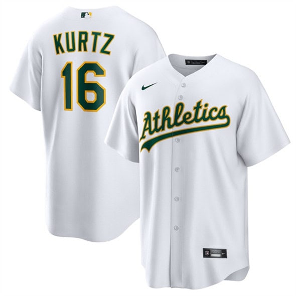 Oakland Athletics #16 Nick Kurtz White Cool Base Stitched Jersey