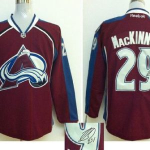 Avalanche #29 Nathan MacKinnon Red Autographed Stitched Jersey