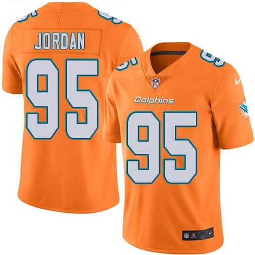 Dolphins #95 Dion Jordan Orange Stitched Limited Rush Nike Jersey