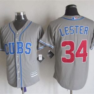Cubs #34 Jon Lester Grey Alternate Road New Cool Base Stitched Jersey