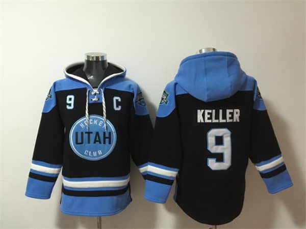 Utah Club #9 Clayton Keller Black Blue Ageless Must-Have Lace-Up Pullover Hoodie
