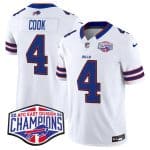 Buffalo Bills #4 James Cook White 2024-25 F.U.S.E. AFC East Division Champions Patch Limited Stitched Jersey