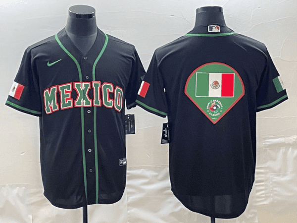 Mexico 2023 Black World Big Logo Classic Stitched Jersey