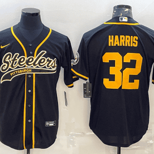 Pittsburgh Steelers #32 Franco Harris Black Gold With Patch Cool Base Stitched Baseball Jersey