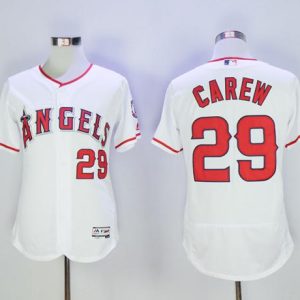 Angels Of Anaheim #29 Rod Carew White Flexbase Authentic Collection Stitched Jersey