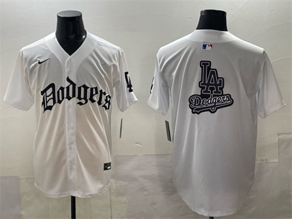 Los Angeles Dodgers Team Big Logo White 2025 LA Gothic Style Vapor Premier Limited Stitched Jersey