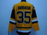 Penguins #35 Tom Barrasso Stitched Mitchell Ness Yellow Jersey