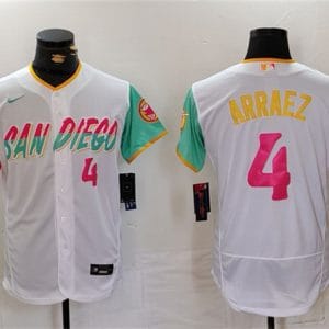 San Diego Padres #4 Luis Arraez White City Connect Flex Base Stitched Jersey