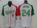 Los Angeles Dodgers Front #8 Back #24 Kobe Bryant White Green Stitched Jersey