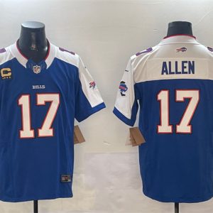 Buffalo Bills #17 Josh Allen Blue White F.U.S.E. With 4-star C Ptach Football Stitched Jersey