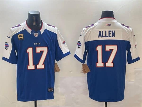 Buffalo Bills #17 Josh Allen Blue White F.U.S.E. With 4-star C Ptach Football Stitched Jersey