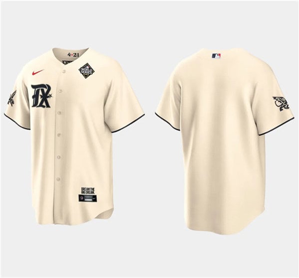 Texas Rangers Blank Cream 2023 World Series City Connect Stitched Jersey