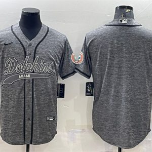 Miami Dolphins Blank Gray With Patch Cool Base Stitched Baseball Jersey