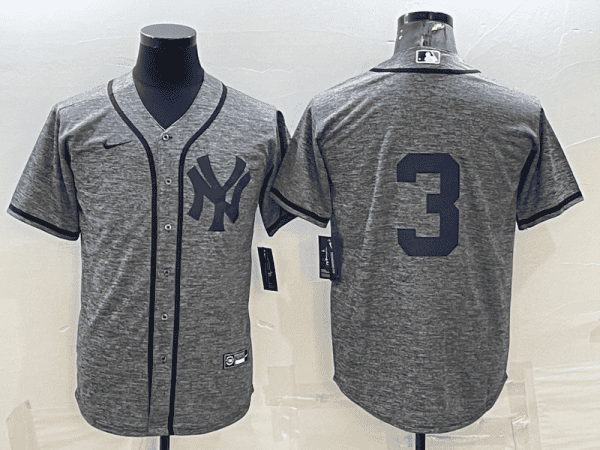New York Yankees #3 Babe Ruth Grey Stitched Jersey