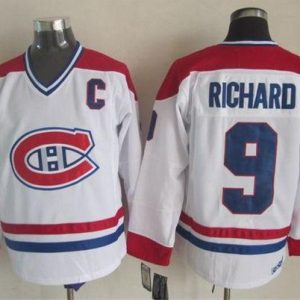 Canadiens #9 Maurice Richard White CH-CCM Throwback Stitched Jersey