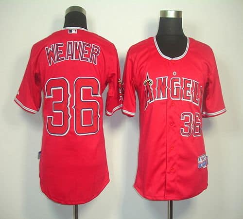 Angels Of Anaheim #36 Weaver Jered Red Cool Base Stitched Jersey