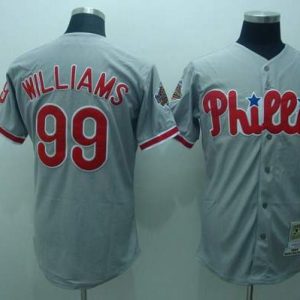 Mitchell And Ness Phillies #99 Mitch Williams Stitched Grey Throwback Jersey