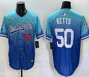Los Angeles Dodgers #50 Mookie Betts Blue 2025 City Connect Limited Stitched Jersey