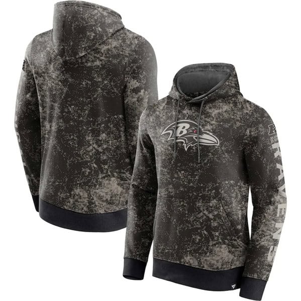 Baltimore Ravens Black Gray Blackout Tonal Pullover Hoodie